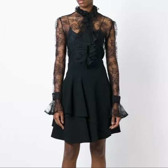 Alexander McQueen Chantilly Lace Ruffle Blouse - Picture 2 of 8